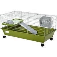PawHut 35" Small Animal Cage Chinchilla Guinea Pig Hutch Ferret Pet House with Platform Ramp, Food Dish, Wheels, & Water Bottle
