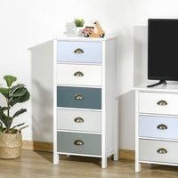 HOMCOM Slim Storage Cabinet Organiser, Chest of Drawers, 5-Drawer Dresser with Metal Handle for Living Room, Bedroom