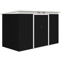 Outsunny 9 X 4Ft Outdoor Garden Storage Shed With 2 Door Galvanised Metal - Grey