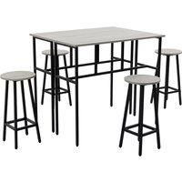 6-Piece Industrial Bar Table Set, 2 Breakfast Tables with 4 Stools Grey