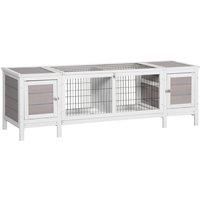 Pawhut Rabbit Hutch and Separable Guinea Pig Cage - Grey