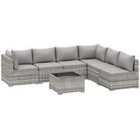 Outsunny 7 PCS Outdoor PE Rattan Chaise Lounge Furniture Sofa Set w/ Cushions