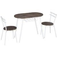 3-Piece Dining Table and Chairs Set, Oval Kitchen Table with 2 Chairs Natural