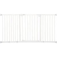 PawHut Dog Gate Stair Gate Pressure Fit Pets Barrier Auto Close for Doorway Hallway, 74-148cm Wide Adjustable, White