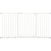 PawHut Adjustable Safety Gate Dog Barrier for Doorways, Corridors, Staircases with Three Extensions and Adjustable Screws - White