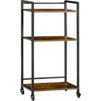HOMCOM 3-Tier Printer Stand, Utility Cart, Rolling Trolley with Adjustable Shelves with Lockable Wheels for Home Office, Rustic Brown