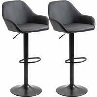 HOMCOM Adjustable Bar Stools Set Of 2 PU Leather And Steel Base Black
