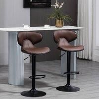 HOMCOM Adjustable Swivel Bar Stools Set Of 2 Brown