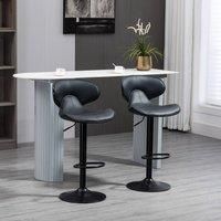 2x Leather Adjustable Gas Lift Bar Stool Chair Foot Rest Steel Frame Swivel NEW
