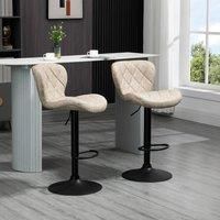 HOMCOM Swivel Set Of 2 Bar Stools Light Khaki