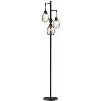 HOMCOM 170Cm Industrial 3-light Dimmable Floor Lamp With Steel Lampshades Black