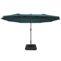 Outsunny 4.6M Garden Parasol Double-sided Crank Sun Umbrella W/ Weights Green