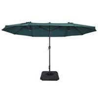 Outsunny 4.6M Garden Parasol Double-sided Crank Sun Umbrella W/ Weights Green