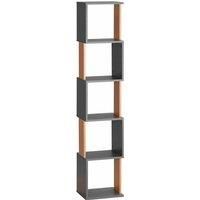 HOMCOM Modern 5-Tier Bookshelf, Freestanding Bookcase Storage Shelving for Living Room Home Office Study, Dark Grey