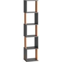 HOMCOM Modern 5-Tier Bookshelf, Freestanding Bookcase Storage Shelving for Living Room Home Office Study, Dark Grey