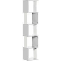 HOMCOM Modern 5-Tier Bookshelf, Freestanding Bookcase Storage Shelving for Living Room Home Office Study, Light Grey