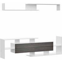 HOMCOM Modern TV Cabinet With Wall Shelf For Wall-mounted 65" TVs Or Standing 50" TVs, White And Grey