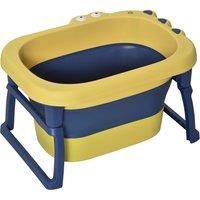 HOMCOM Baby Bath Tub for 0-6 Years Collapsible Non-Slip Portable with Stool Seat for Newborns Infants Toddlers Kids Crocodile Shape Yellow