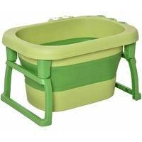 HOMCOM Baby Bathtub for 0-6 Years Collapsible Non-Slip Portable with Stool Seat for Newborns Infants Toddlers Kids - Green