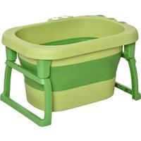 HOMCOM Baby Bath Tub for 0-6 Years Collapsible Non-Slip Portable with Stool Seat for Newborns Infants Toddlers Kids Crocodile Shape Green