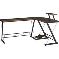 HOMCOM L Shaped Computer Desk Round Corner Gaming Table Workstation with Storage Shelf, CPU Stand for Home Office