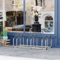 Homcom 3 Bike Parking Rack Silver
