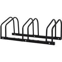 HOMCOM Bike Stand Parking Rack Floor or Wall Mount Bicycle Cycle Storage Locking Stand 76L x 33W x 27H (3 Racks, Black)