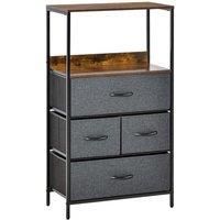 HOMCOM 4 Fabric Drawer Chest home Storage Unit Bedroom Home w/ Shelves Black