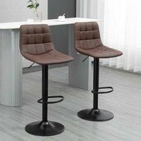 HOMCOM Adjustable Set Of 2 Bar Stools With 360 Swivel Brown