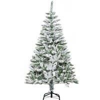 HOMCOM 5 Ft Snow Flocked Artificial Christmas Tree Xmas Pine Tree with 358 Realistic Branches, Auto Open and Steel Base, Green