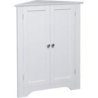 kleankin Triangle Bathroom Cabinet, Corner Bathroom Storage Unit with Adjustable Shelf and Recessed Door, Free Standing, White