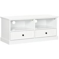 HOMCOM Modern TV Unit Cabinet for TVs up to 45 Inches, TV Stand with Drawers, Open Shelves, Cable Holes for Living Room, White