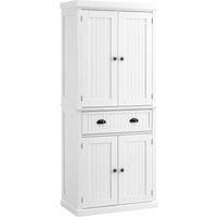 Folding Table Computer Desk Workstation with Storage Shelves - Oak, White