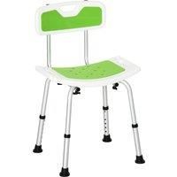 HOMCOM Shower Chair for the Elderly and Disabled, 6-Level Height Adjustable Shower Stool with Backrest, Curved Seat, Anti-slip Foot Pads, Green