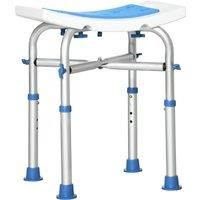 HOMCOM Shower Chair for the Elderly and Disabled, Adjustable Padded Shower Stool with Built-in Handle and Non-slip Suction Foot Pads, Blue