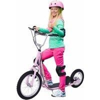 Teen Scooter Adjustable Height Dual Brakes Rubber Wheels Kickstand, Pink