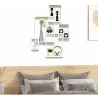 HOMCOM Floating Shelves Wall Mounted Interlocking Cube Shelves White