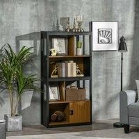 HOMCOM Freestanding Modern 4-tier Bookshelf Walnut Brown
