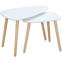 HOMCOM Side Table Set Of 2 Modern End Coffee Bedside Tables - White Natural