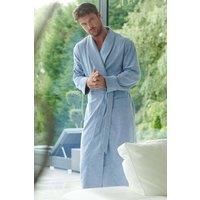 British Boxers Men's "Staffordshire Blue" Herringbone Brushed Cotton Dressing Gown in Light Blue | Size: 2XL
