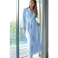 'Westwood' Blue Stripe Brushed Cotton Dressing Gown