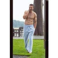 British Boxers Men's 'Westwood Blue' Stripe Brushed Cotton Pyjama Trousers in Light Blue | Size: Medium