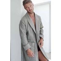 'Whitby Jet' Herringbone Brushed Cotton Dressing Gown