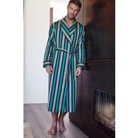 'Regimental' Jade Cotton Satin Stripe Dressing Gown