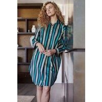 'Regimental' Jade Cotton Satin Stripe Nightshirt