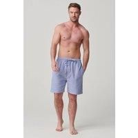 British Boxers Men's "Staffordshire Blue" Herringbone Brushed Cotton Sleep Shorts in Light Blue | Size: Medium