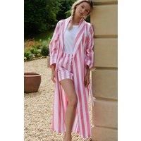 "Picnic Pink" Stripe Crisp Cotton Dressing Gown