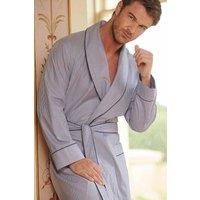 "Navy Pinstripe" Crisp Cotton Dressing Gown