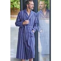 "Banbury Navy" Stripe Brushed Cotton Dressing Gown