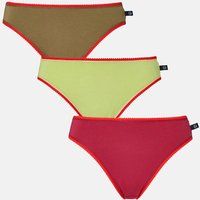 British Boxers Women's Pack of Three "Holly Berry" High Leg Knickers in Light Green | Size: XS
